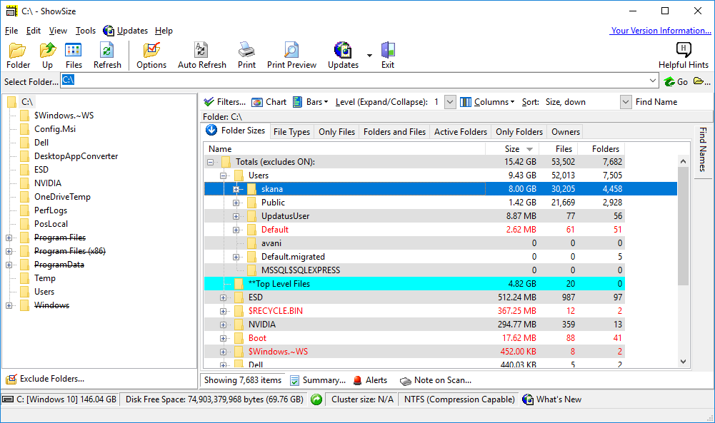 Disk Space Analyzer for Windows 10