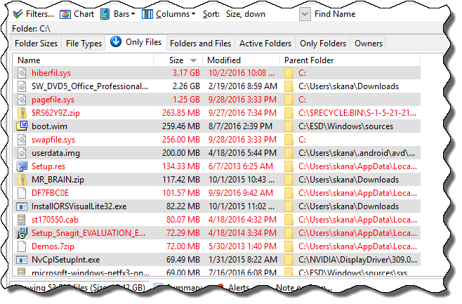 See all the files on a disk in a flat list Windows