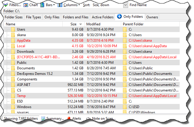See all the folders on a disk in a flat list Windows
