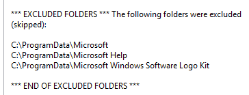 Excluded folders shown in strikeout font