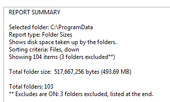Excluded folders shown in strikeout font